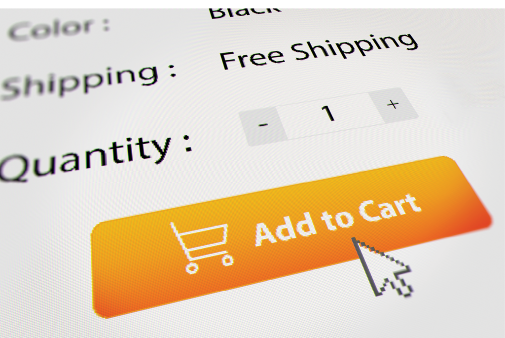 Adding Items to a Shopping Cart Icon on Computer Screen.