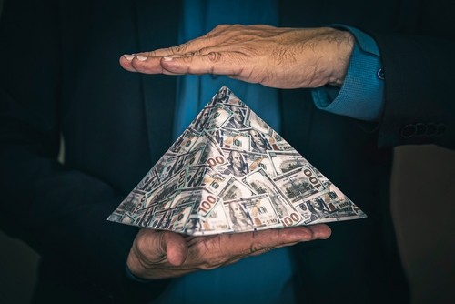 a pyramid scheme in the hands of a fraudster.